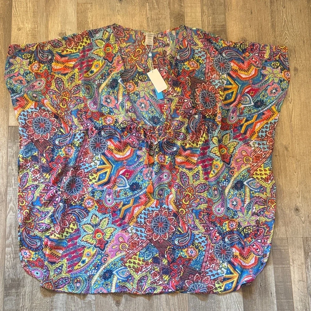 Bleu Rod Beattie Multicolor Paisley Blouse size M